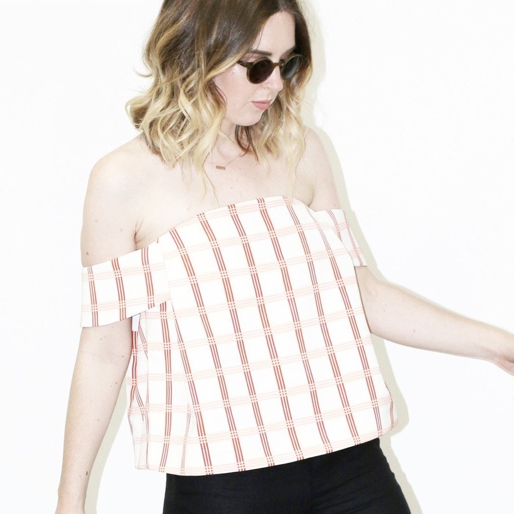 C/Meo Collective all under one check shoulder top